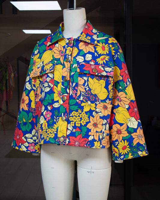 Floral print denim jacket | Medium